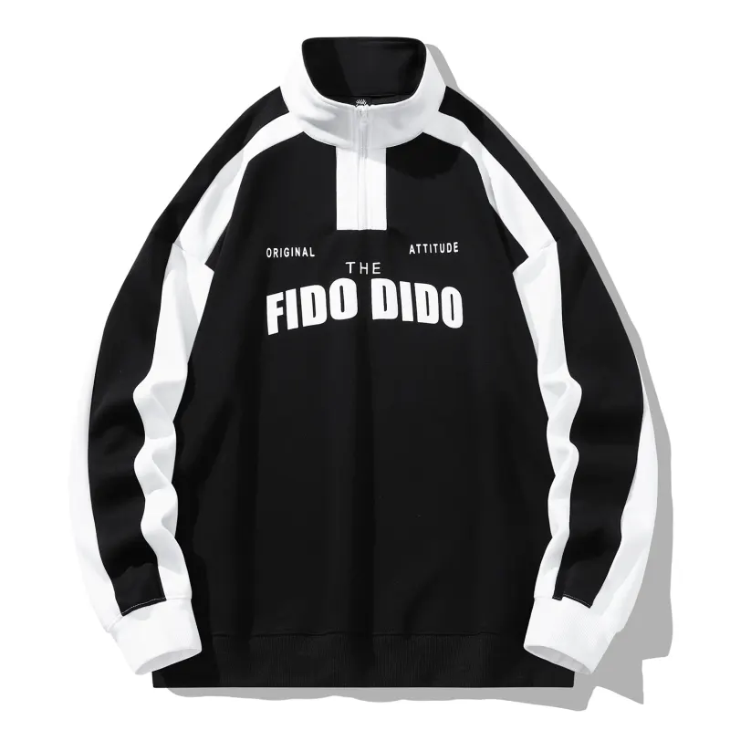 FIDO DIDO Sweatshirts Unisex Stand Collar Moderate Regular