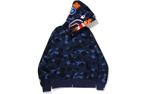 Bape Color Camo Tiger Shark Wide Full Zip Double Hoodie SS22
