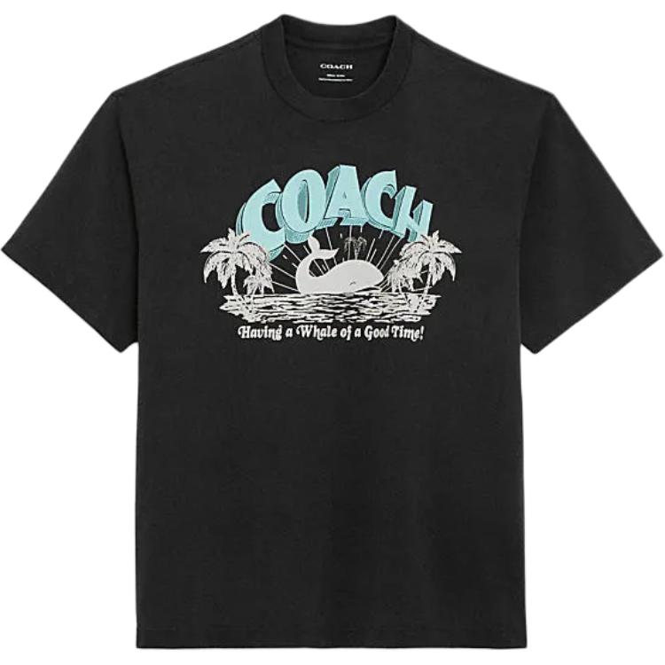 COACH Letter Print Crew Neck Short Sleeved SS24 T Shirt Men's Black