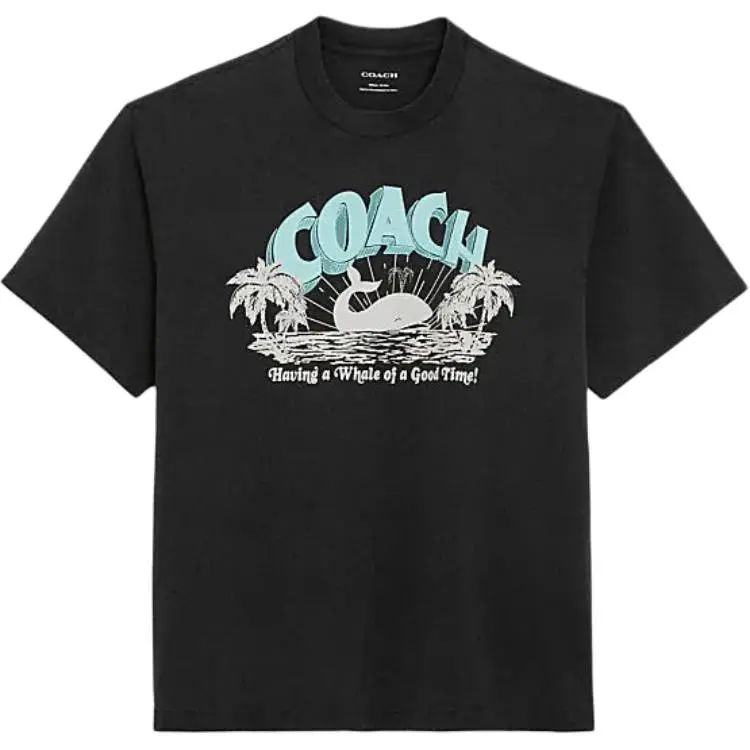 COACH Letter Print Crew Neck Short Sleeved SS24 T Shirt Men's Black