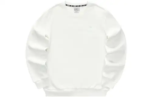 Skechers Colorful Solid Color Fleece Lined Knitted Fabric Crew Neck Pullover Sweatshirt Unisex Marshmallow White