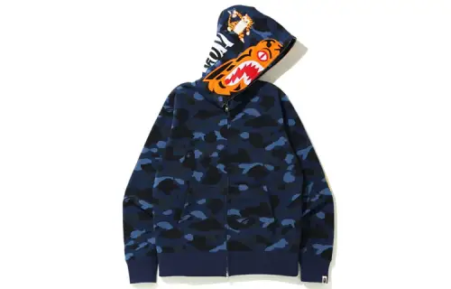Bape Color Camo Shark Wide Full Zip Double Hoodie