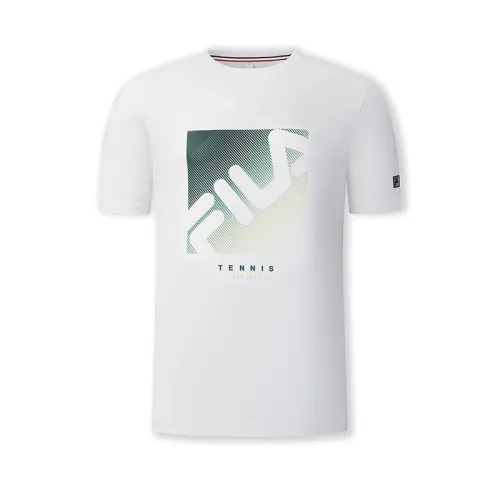 FILA T Shirts Men's Jade White Crew Neck Moderate Straight Fit