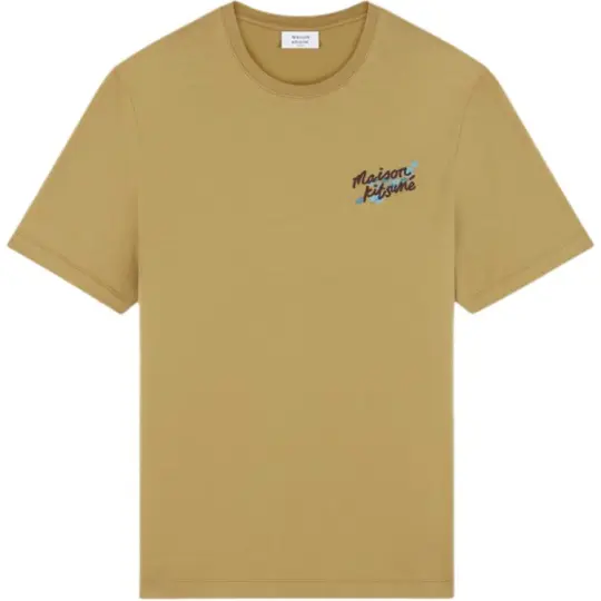 Maison Kitsuné Logo Embroidered Crewneck T Shirt
