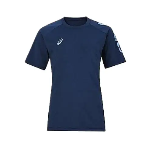 ASICS T Shirts Unisex Dark Blue Crew Neck Moderate Straight Fit