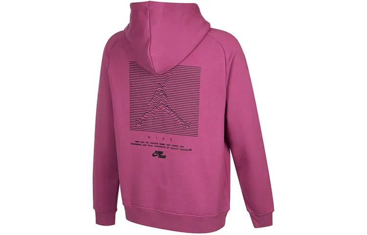 Jordan SS22 American Vintage Sports Logo Print Casual Sports Drawstring Hooded Sweatshirt Winter Men's Fuchsia