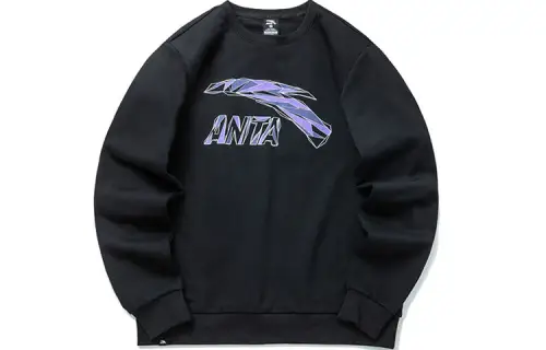 ANTA Sweatshirts Unisex Black Crew Neck Moderate Regular
