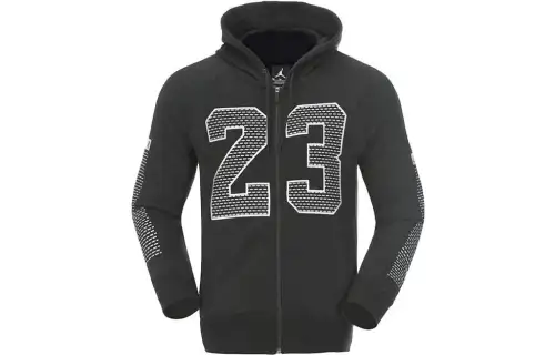 Jordan Sweatshirts Men's Black Hooded Moderate Cardigan