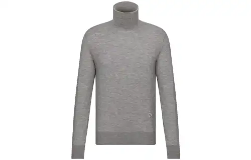DIOR FW23 Cd Icon Turtleneck Sweater Sweatshirt Unisex Gray