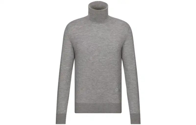 DIOR FW23 Cd Icon Turtleneck Sweater Sweatshirt Unisex Gray