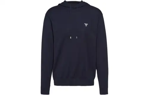 PRADA Logo embroidered Knitted Hoodie