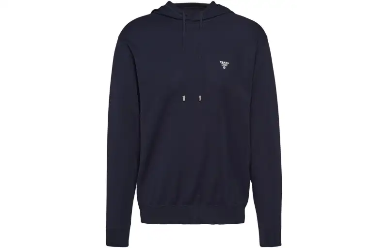 PRADA Logo embroidered Knitted Hoodie