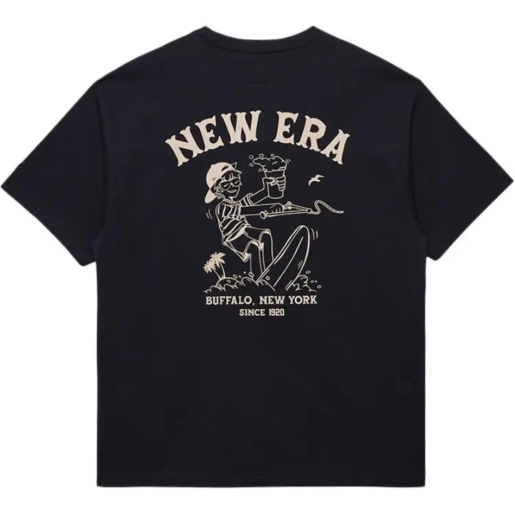 New Era T-Shirts Unisex Black Crew Neck Moderate
