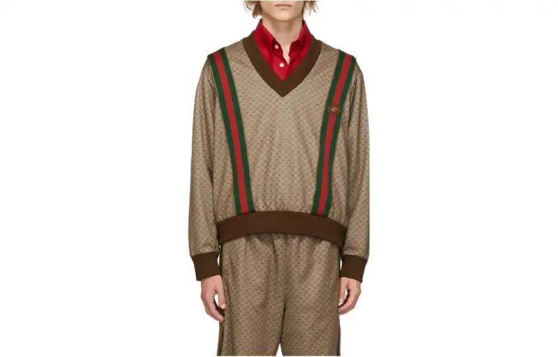 GUCCI Sweatshirts Men's Brown V Neck Moderate