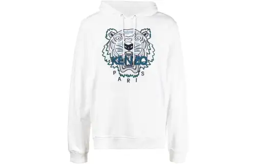 KENZO Sweatshirts Men's White Hooded Moderate Heavyweight