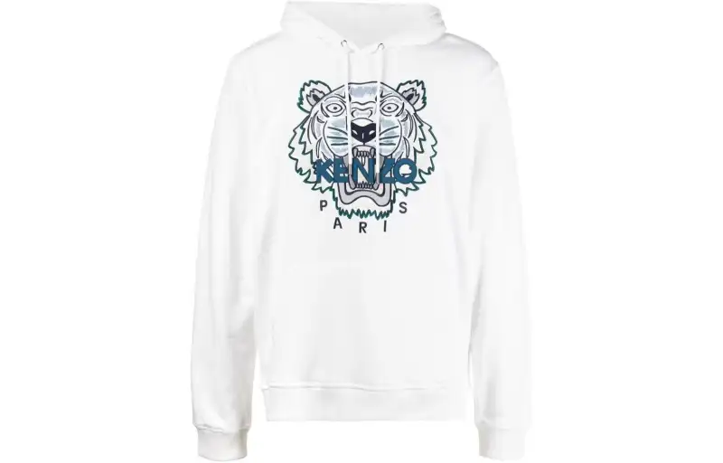 KENZO Sweatshirts Men's White Hooded Moderate Heavyweight