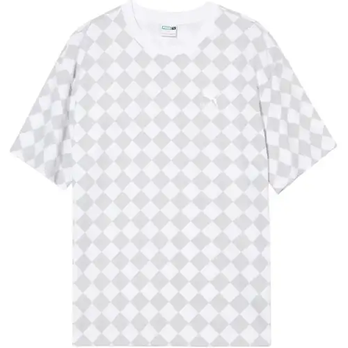 PUMA T Shirts Unisex White Crew Neck Moderate Straight Fit