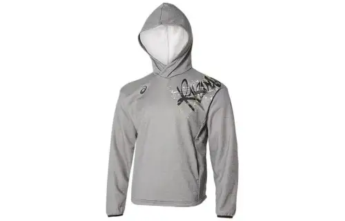 ASICS Sweatshirts Men's Gray Hooded Moderate Regular