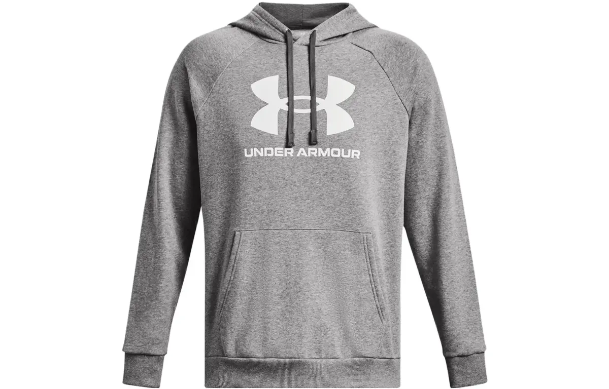 Under Armour Rival Fleece Sweatshirts Men's Gray Hooded Moderate Straight Fit