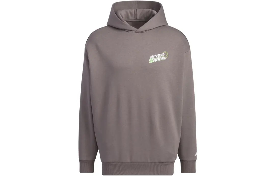 Adidas Basketball Graphic Hoodie Sweatshirt Unisex Charcoal Gray