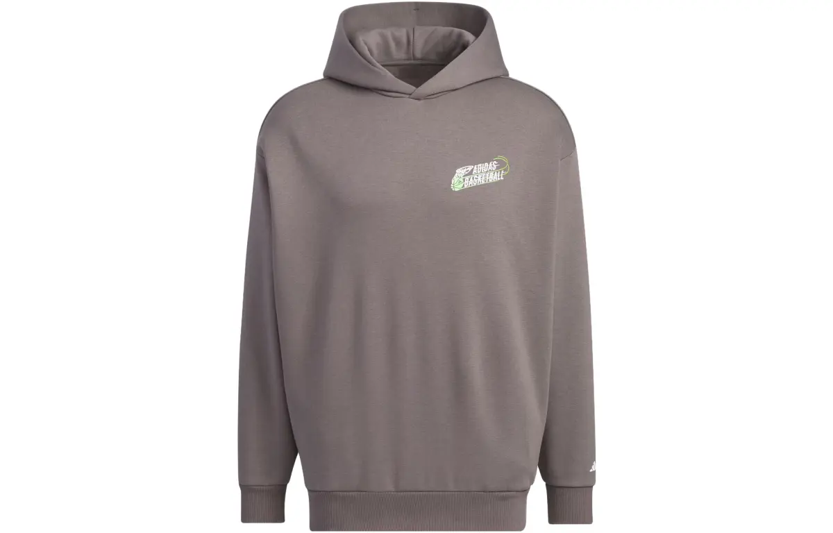 Adidas Basketball Graphic Hoodie Sweatshirt Unisex Charcoal Gray