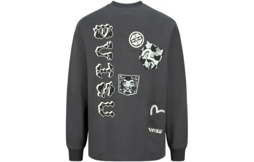 EVISU Sweatshirts Men's Dark Gray Crew Neck Moderate Regular
