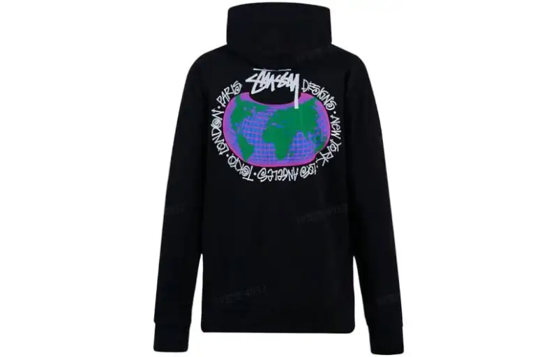 Stussy Sweatshirts Unisex Black Hooded Moderate Regular