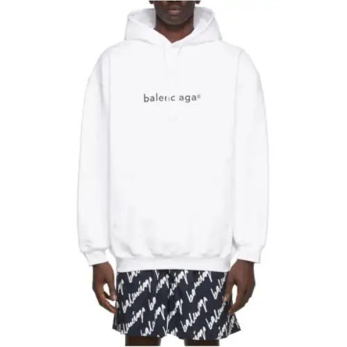 Balenciaga Sweatshirts Men's White Hooded Moderate