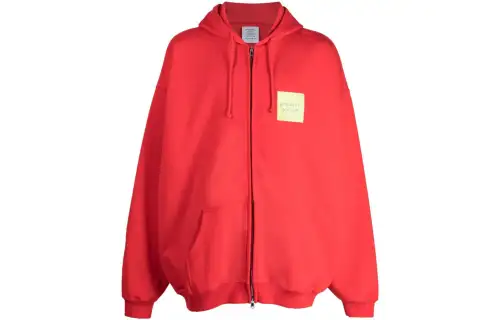 Vetements Sweatshirts Men's Bright Red Hooded Moderate Cardigan