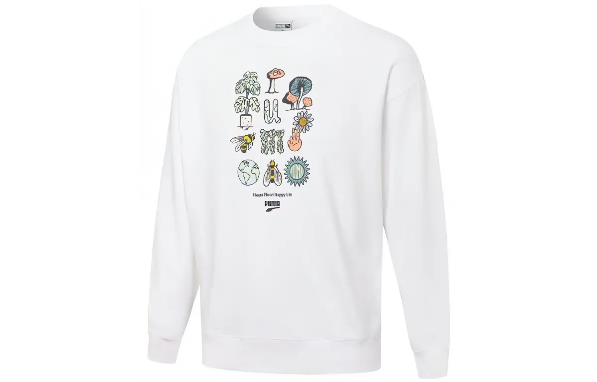 PUMA Sweatshirts Men's White Crew Neck Moderate Straight Fit