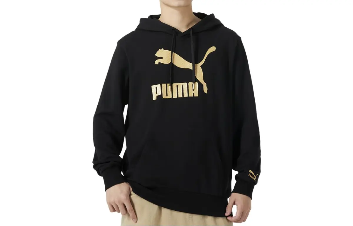 PUMA Sweatshirts Men's Black Hooded Moderate Regular