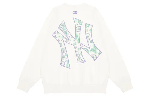 MLB Cashew Flower Sweatshirts Unisex Ecru Crew Neck Moderate Regular