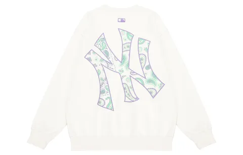 MLB Paisley Sweatshirts Unisex Ecru Crew Neck Moderate Regular