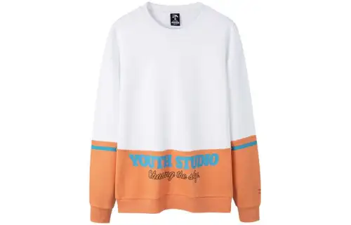 ANTA Life Collection Sweatshirts Unisex White Orange Crew Neck Moderate