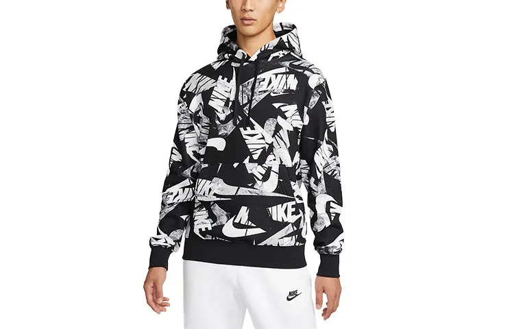 Nike Alphabet Logo Full Print Hoodie Black