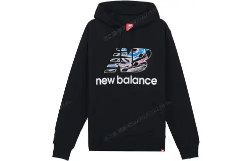 New Balance Sweatshirts Men's Black Hooded Moderate Plus Size