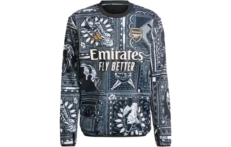 Adidas x YIEN·LAITE,LIANMINGKUAN Arsenal Ian Wright Pre Match Sweatshirt Men's Black