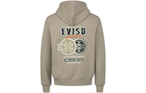 EVISU Sweatshirts Men's Khaki Hooded Moderate Regular