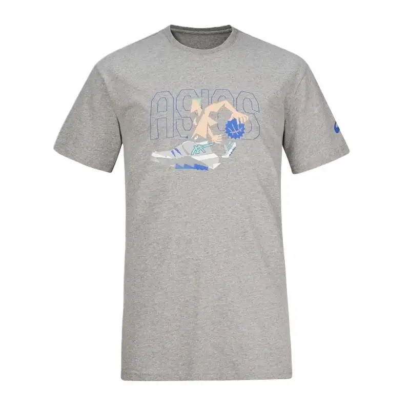 ASICS T Shirts Unisex Gray Crew Neck Moderate Straight Fit