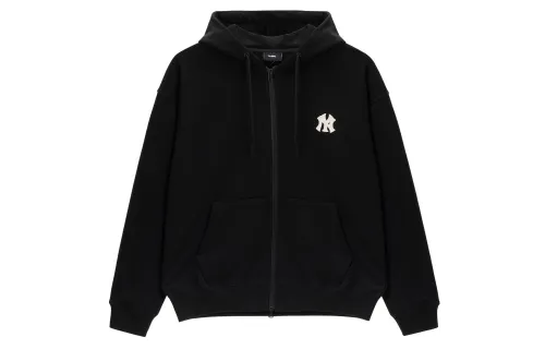 MLB Long-sleeve with hood with zipper, cardigan, black sweatshirt for men and women, drawstring
