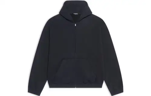Balenciaga Sweatshirts Unisex Black Hooded Moderate Cardigan
