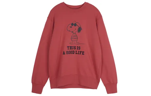 UNIQLO Sweatshirts Unisex Red Crew Neck Moderate Regular