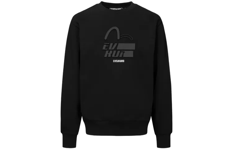 EVISU Sweatshirts Men's Black Crew Neck Moderate Regular