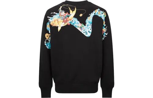 EVISU Sweatshirts Men's Black Crew Neck Moderate Heavyweight