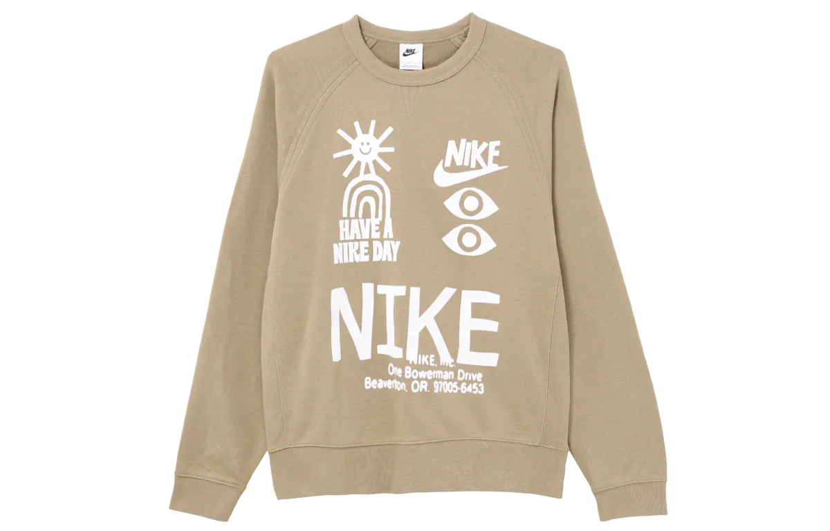 Nike Sweatshirts Men's Khaki Crew Neck Moderate Straight Fit