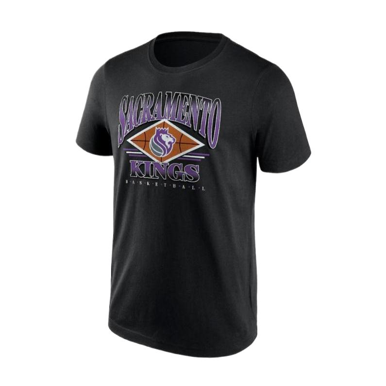 NBA Sacramento Kings Power Phase brand logo letter print pattern round neck pullover short-sleeved T-shirt for men, black