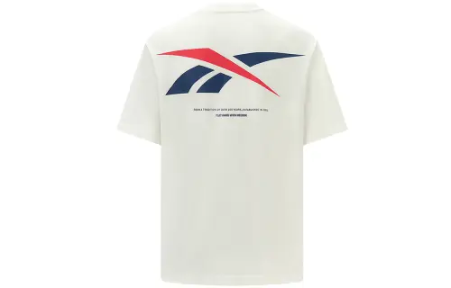 Reebok T Shirts Unisex White Crew Neck Moderate Straight Fit