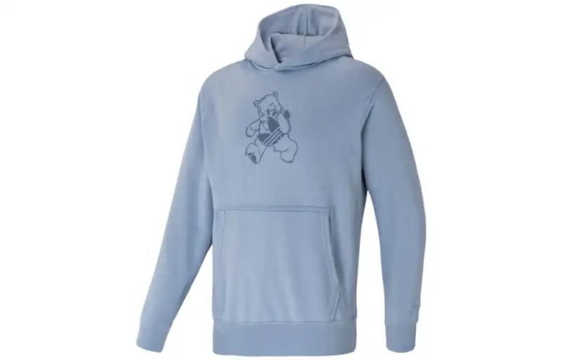 Adidas Originals Cartoon Bear Sweatshirts Unisex Sky Blue Hooded Moderate Regular
