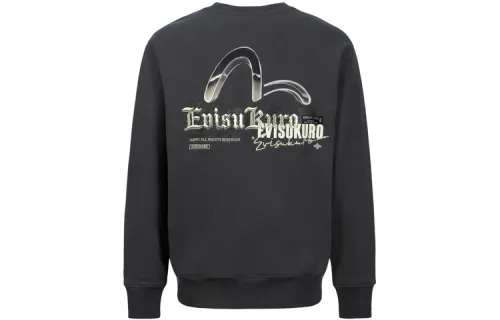 EVISU Sweatshirts Men's Dark Gray Crew Neck Moderate Regular