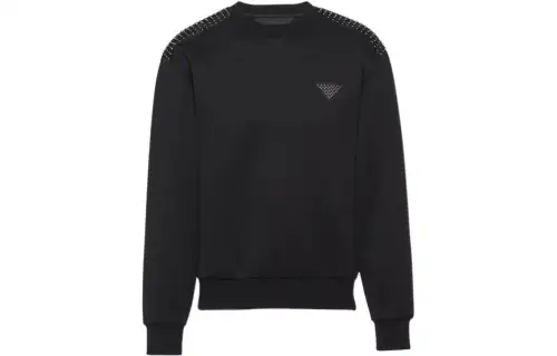 PRADA Sweatshirts Men's Black Crew Neck Moderate Regular